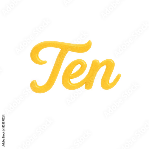 3D render of Number 10, Spelled out, Transparent Background, Isolated
