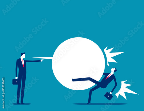 Manager pointing at a employee and cursing him out, hurtful words or rumor
