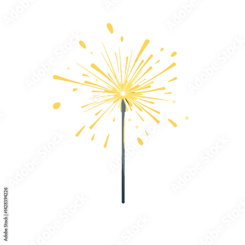 Colorful sparkler icon lighting up celebrations with a vibrant burst of sparks in a simple and cheerful design