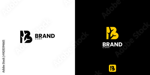 A modern, elegant, and simple yellow initial 'B' with a branch element.