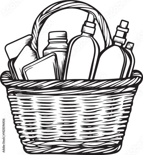 bottles in woven basket