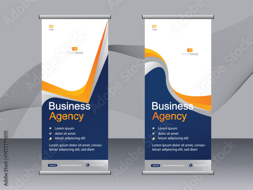 Business banner roll up set, standee banner template. modern banner.
