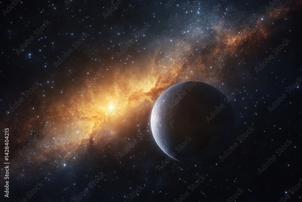 Cosmic beauty of a planet surrounded by a vibrant galaxy filled with stars Cosmic beauty of a planet surrounded by a vibrant galaxy filled with stars