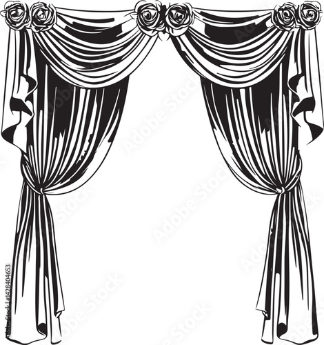 vector illustration of a curtain