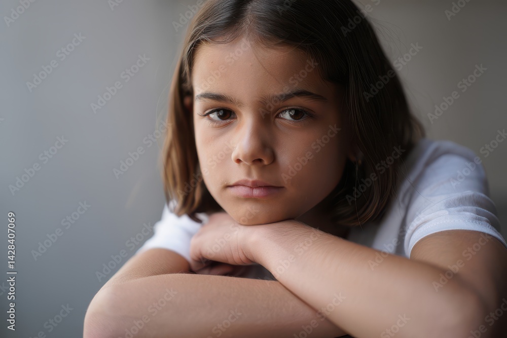 Portrait of pensive teenager looking at camera, thinking of life, future, difficulties, problems