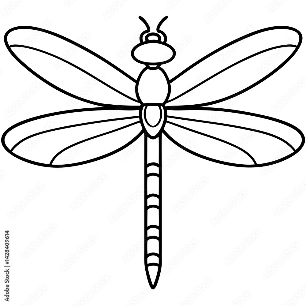 Simple Ocean Dragonfly Line Drawing Simple Ocean Dragonfly Line Drawing