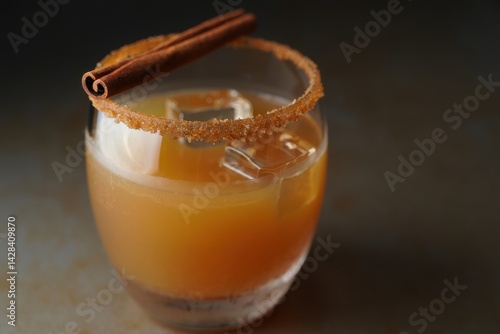 Obraz na płótnie Apple cider margarita with brown sugar rim and cinnamon stick w salonie