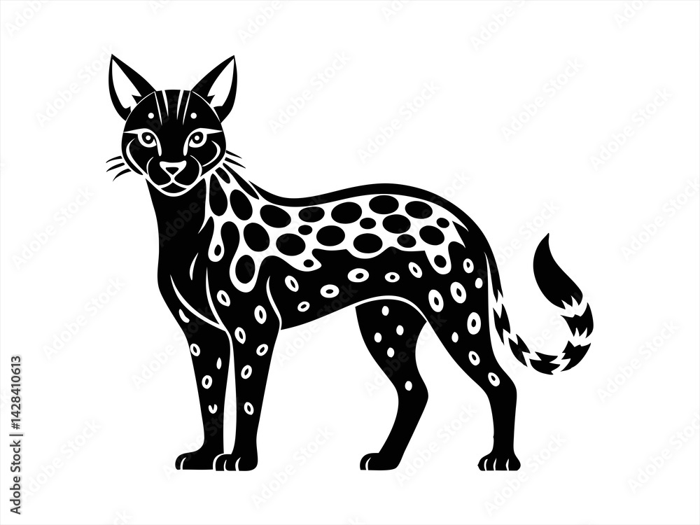 Obraz premium serval sihouette black vector