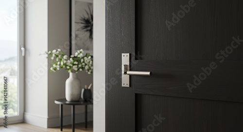 Wallpaper Mural Modern Interior Door Design: Sleek Black Door with Minimalist Silver Handle Torontodigital.ca