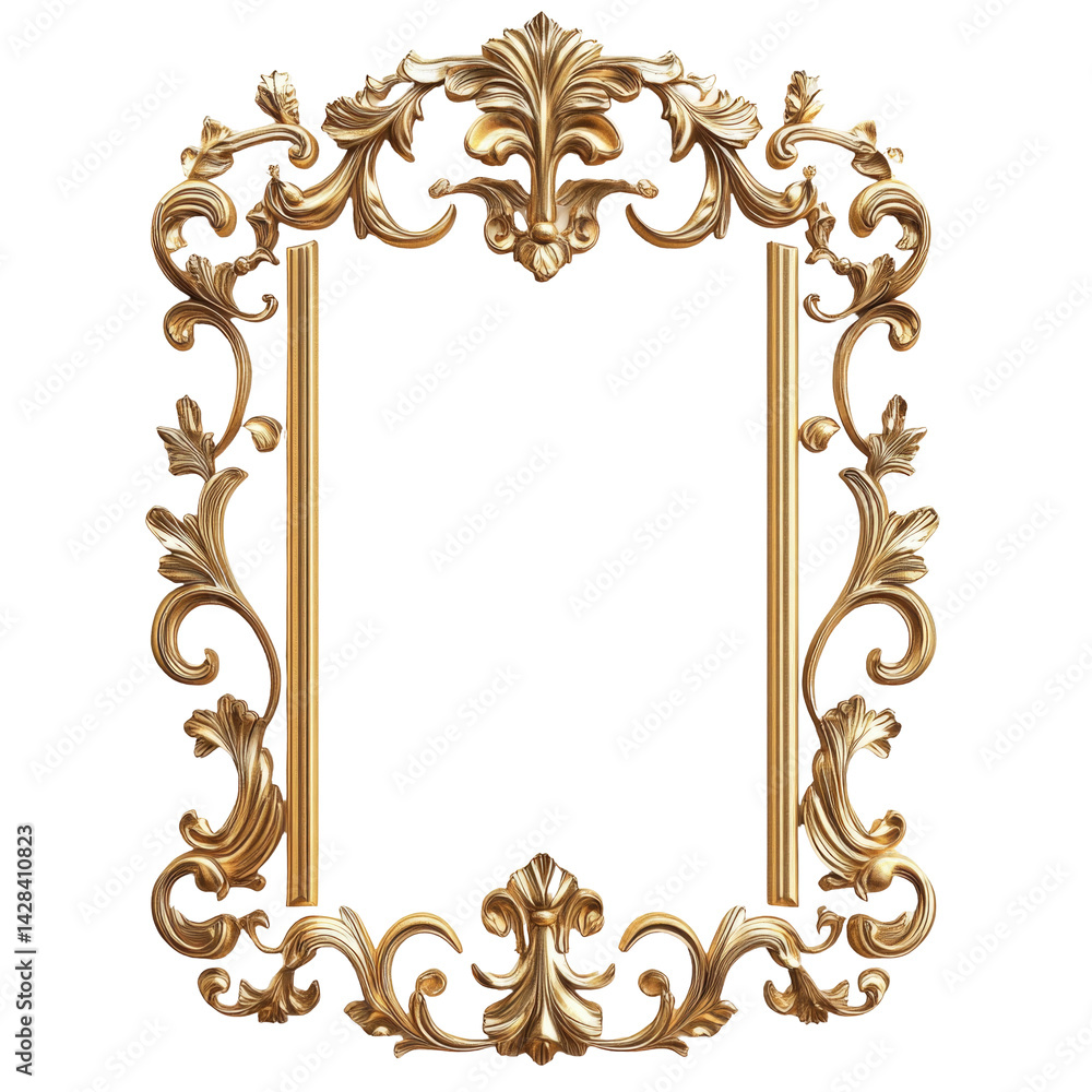Elegant Gold Frame Decoration Design isolated on a transparent background Elegant Gold Frame Decoration Design isolated on a transparent background