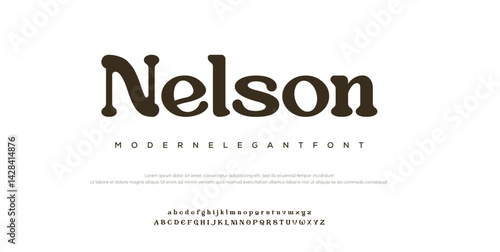 Nelson elegant alphabet letters font and number. Classic Copper Lettering Minimal Fashion Designs. Typography fonts regular uppercase and lowercase. vector illustration