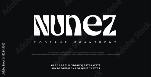 Nunez Minimal luxury font alphabet logo. Typography beauty fashion elegant minimalist serif italic fonts decorative wedding vintage retro logos. vector illustration