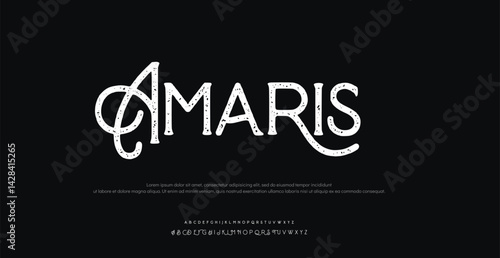 Amaris Classy elegant font, vintage type or luxury premium typeface, vector English royal alphabet. Classic typography in modern or old art deco style, serif letters for modern or retro poster font