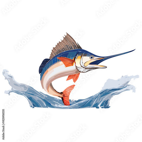 Colorful Marlin Leaping from Water