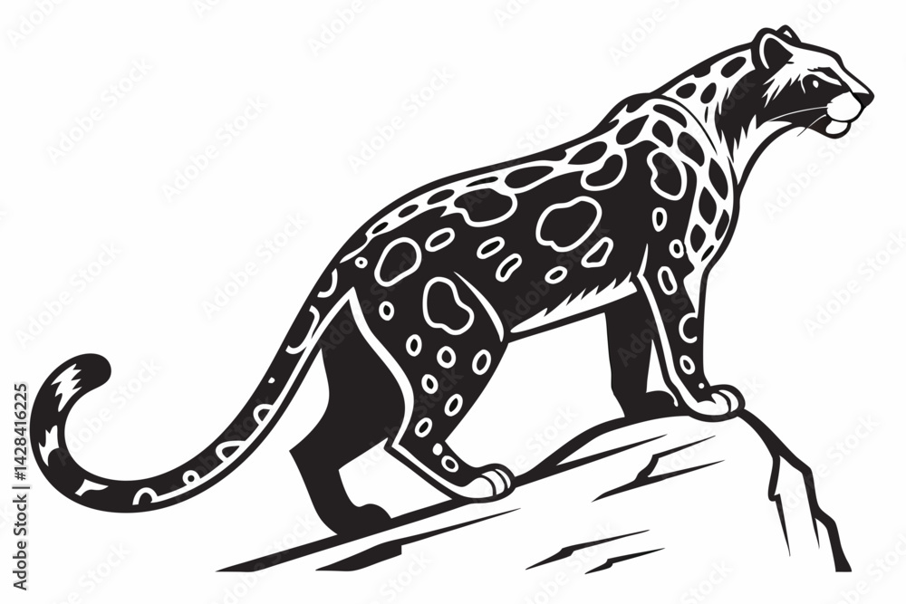 Obraz premium snow leopard sihouette black vector