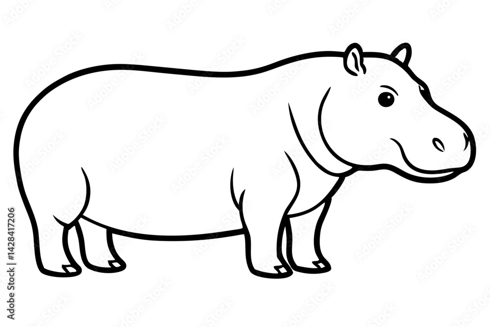 Hippo Silhouette Sketch Hippo Silhouette Sketch