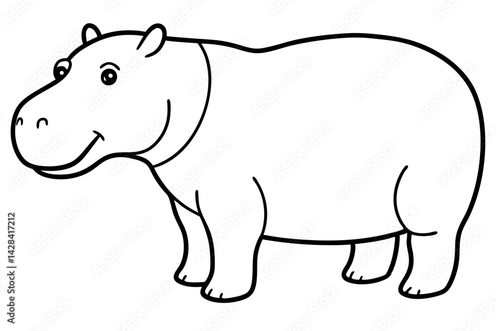 Hippo Silhouette Sketch Hippo Silhouette Sketch