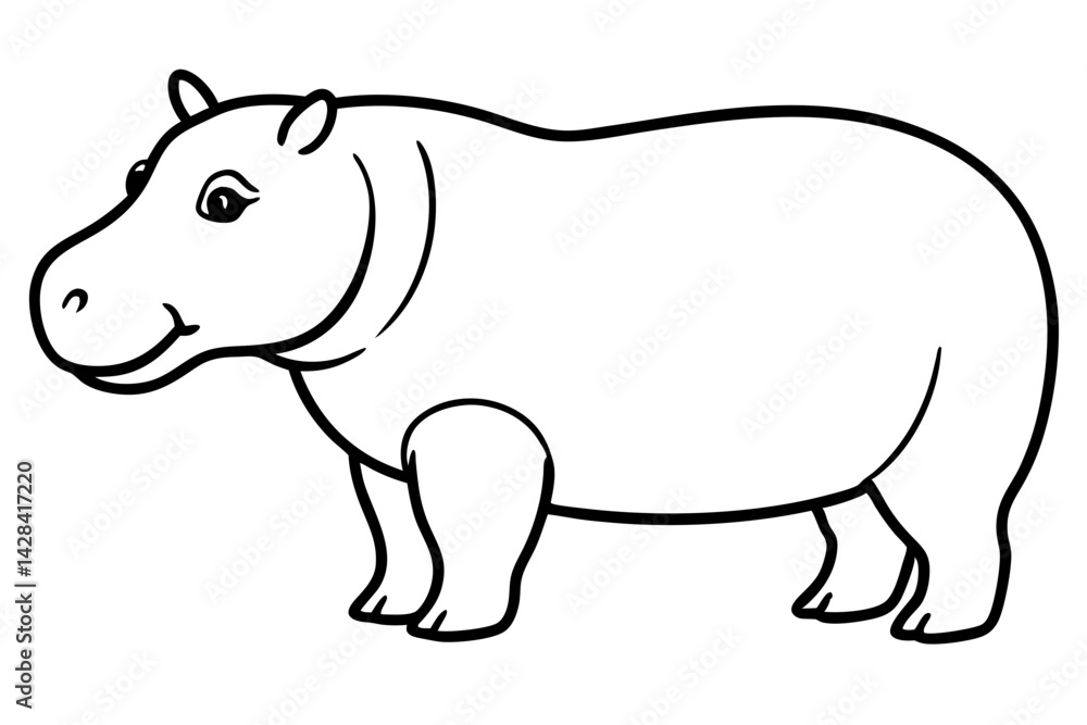 Hippo Silhouette Sketch Hippo Silhouette Sketch