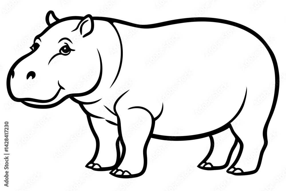 Hippo Silhouette Sketch Hippo Silhouette Sketch