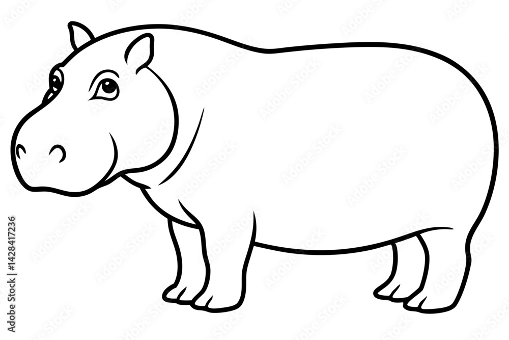 Fototapeta premium Hippo Silhouette Sketch