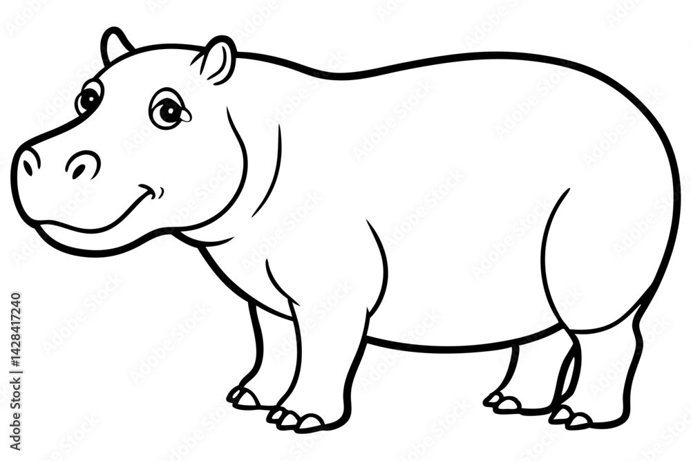 Hippo Silhouette Sketch Hippo Silhouette Sketch