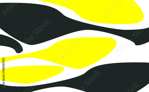 Dynamic black and yellow abstract shape with contrast flow