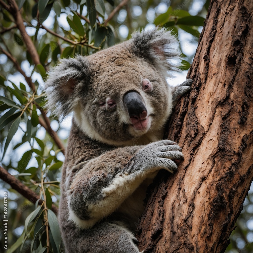 Naklejka premium Koala Sleeping in the Fork of a Tree