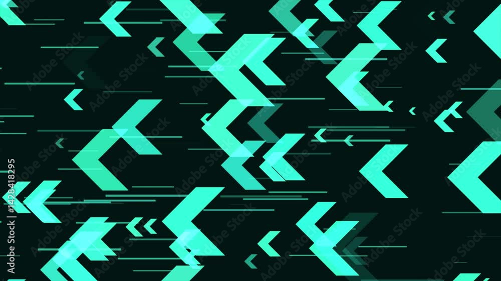 Light blue arrow right to left on motion black background. 4K Abstract arrows going to left, Loopable motion design animation Light blue arrow right to left on motion black background. 4K Abstract arrows going to left, Loopable motion design animation
