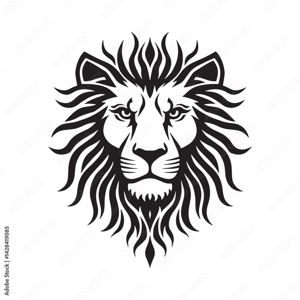 Fototapeta premium Majestic Lion Head Silhouette Vector Illustration