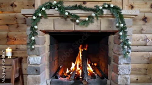 Ultra HD Yule Fireplace with Christmas Decorations