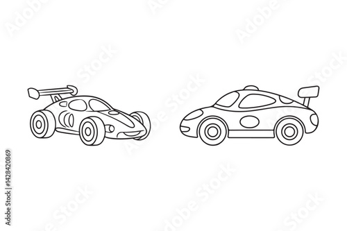Toy car line art vector illustration