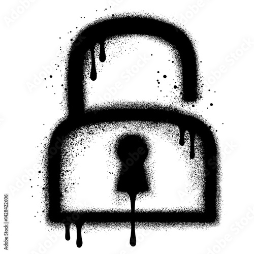 Spray Painted Graffiti padlock Sprayed isolated with a white background.