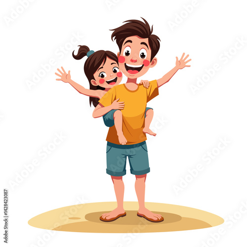 Happy siblings playing together