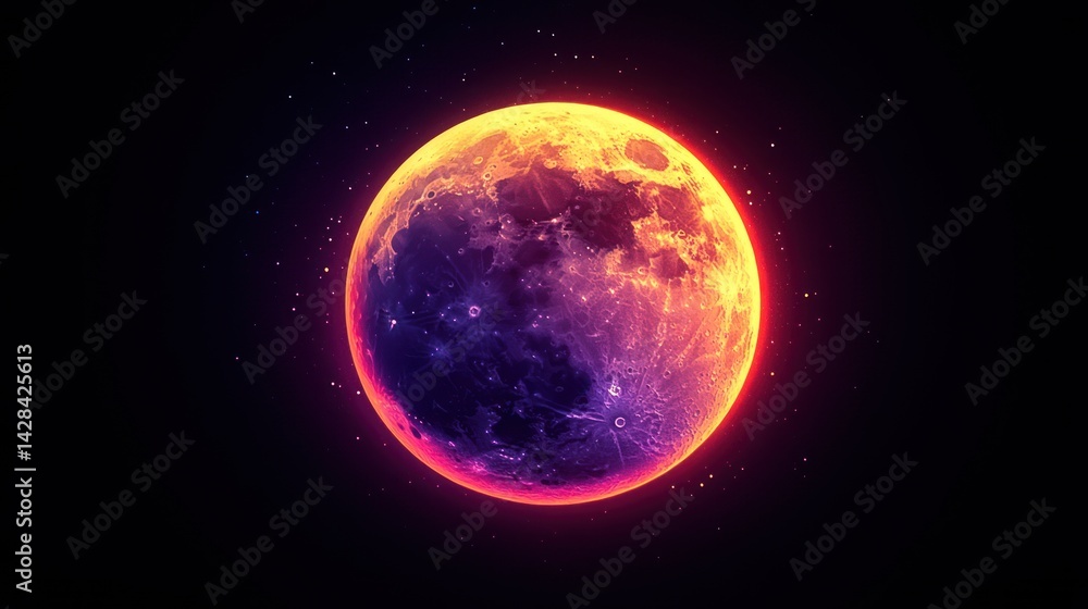 Vibrant, fiery depiction of a blood moon in space. Vibrant, fiery depiction of a blood moon in space.