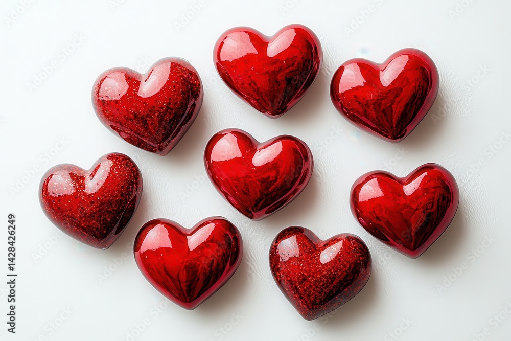 Charming romantic red hearts collection for heartfelt valentine's day projects. Unique designs on clean white backdrop, perfect for creative expressions and love-themed celebrations Charming romantic red hearts collection for heartfelt valentine's day projects. Unique designs on clean white backdrop, perfect for creative expressions and love-themed celebrations