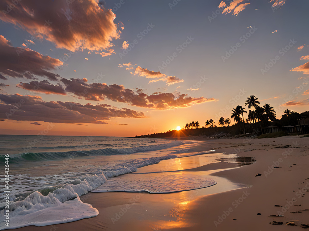 Strand im Sonnenuntergang