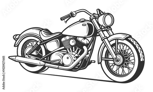 Retro Motorbike Illustration – Elegant Black and White Artwork. 