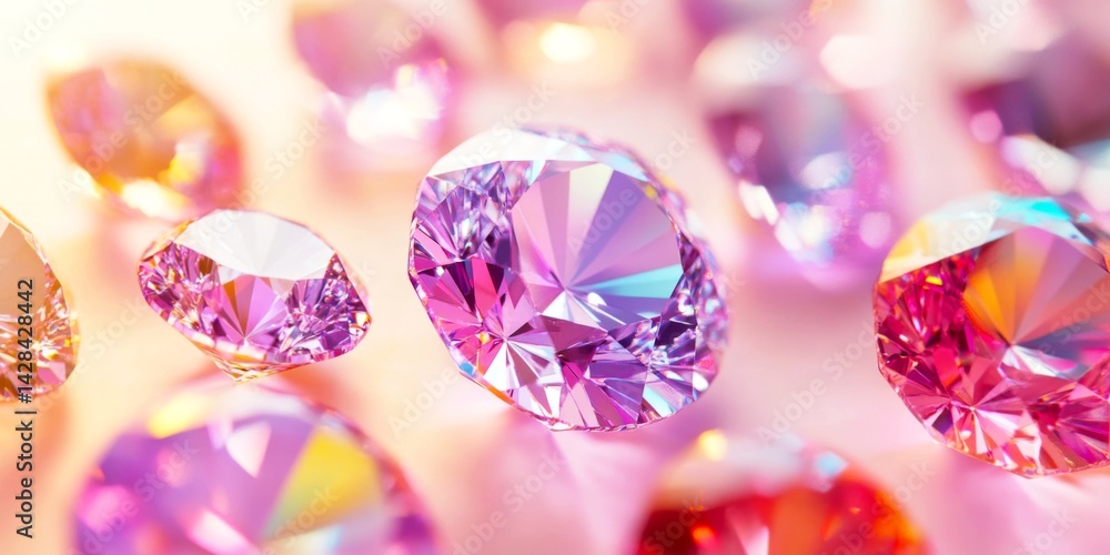 A vibrant collection of colorful sparkling gemstones shines beautifully. Each cut reveals unique facets and reflections. Perfect for jewelry designs or decoration. AI