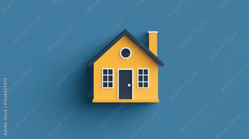 Simplified illustration of a residential home on a solid background. Simplified illustration of a residential home on a solid background.