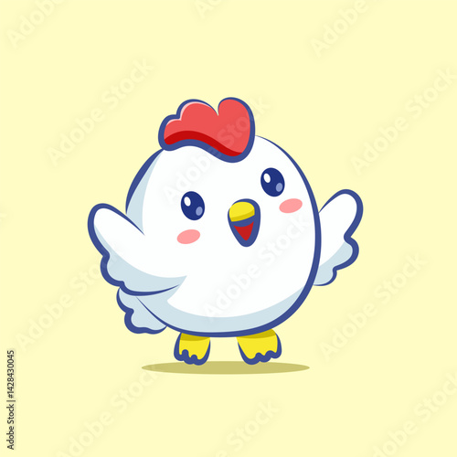 cute cartoon character chicken logo is eating vector for elements sticker and logo