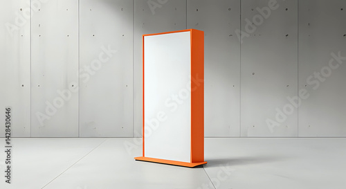 Obraz na płótnie Orange Weiße Säule vor grauer Wand w salonie