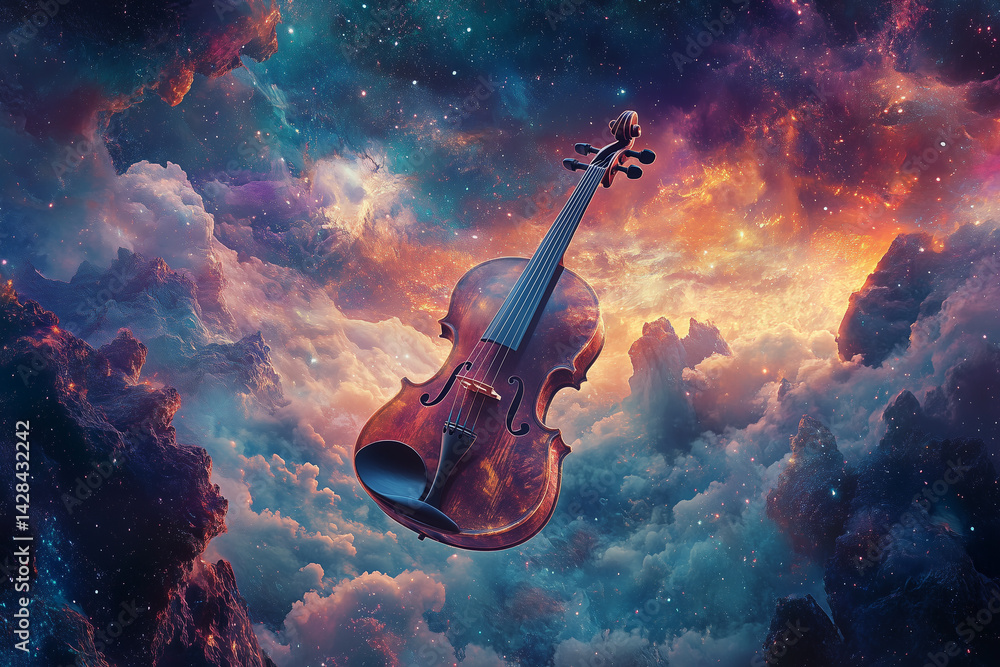 Fototapeta premium Stringed Instrument In A Cosmic Nebula