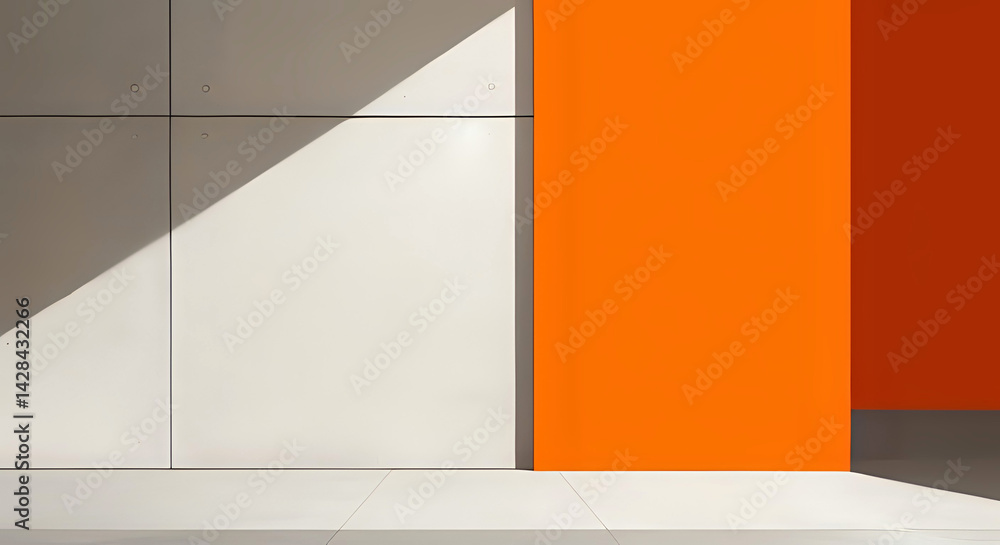 Moderner Raum mit oranger Wand