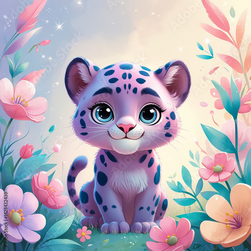 Obraz na płótnie Pinker Baby Leopard w salonie