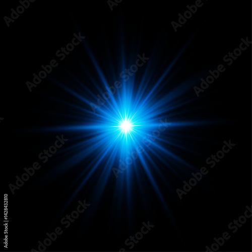 Ice light.Blue glow.Blue star on a transparent background.