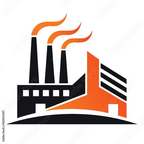 Abstract factory silhouette logo on white background vector illustration