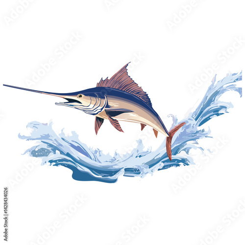 Colorful Marlin Leaping from Water