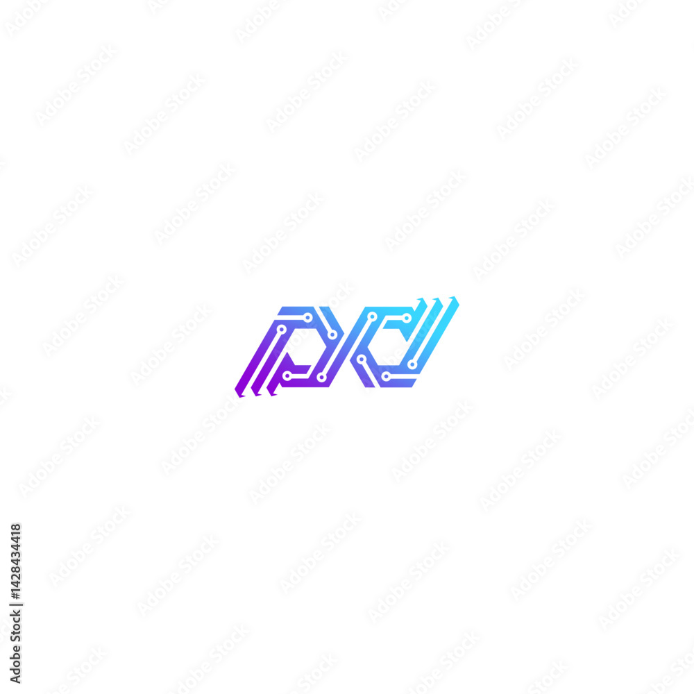 Obraz premium Modern PD Infinity: Flowing Tech Connect Vector Logo
