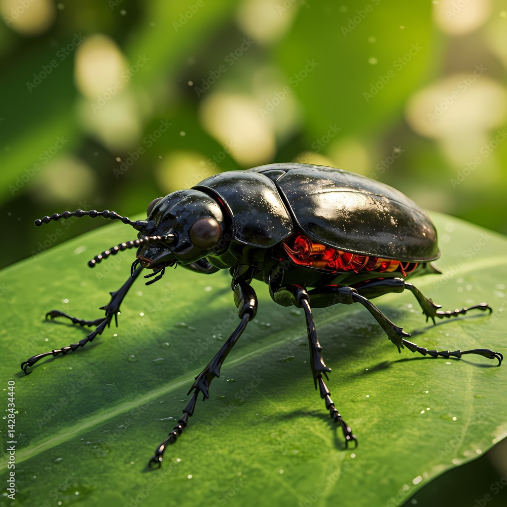 3D a robotic insect with a shiny, metallic exoskeleton 3D a robotic insect with a shiny, metallic exoskeleton