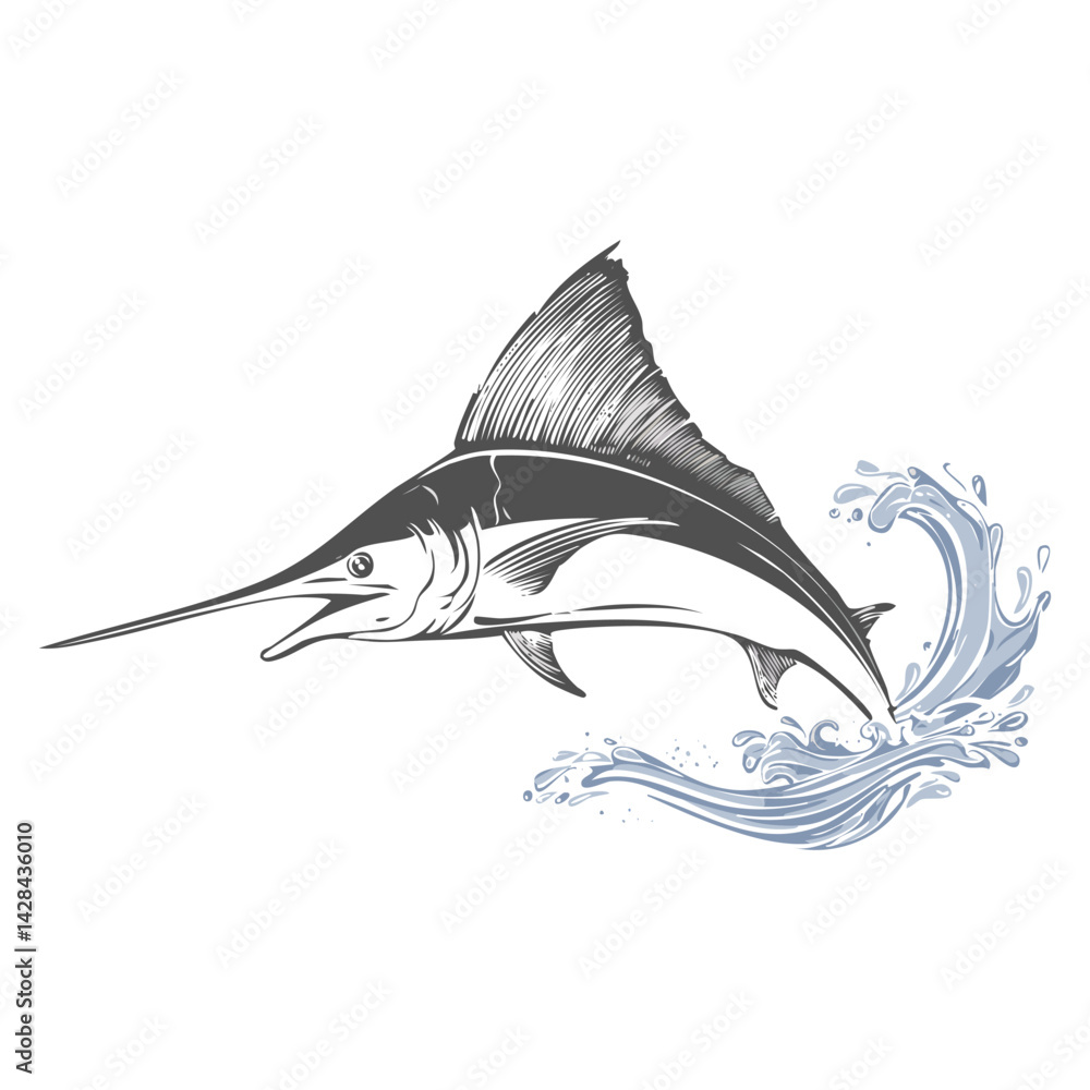 Fototapeta premium Colorful Marlin Leaping from Water